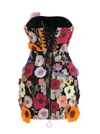 Strapless Floral Embroidered Mini Dress H6396