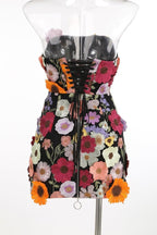 Strapless Floral Embroidered Mini Dress H6396
