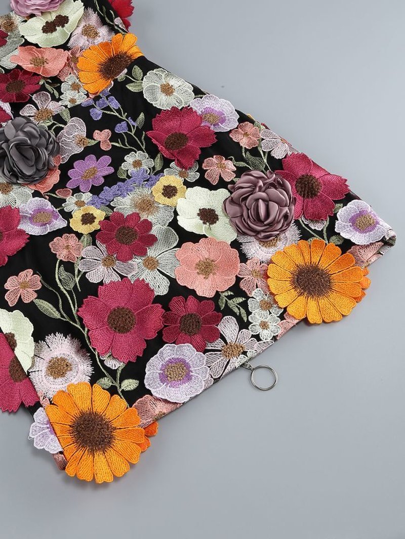Strapless Floral Embroidered Mini Dress H6396