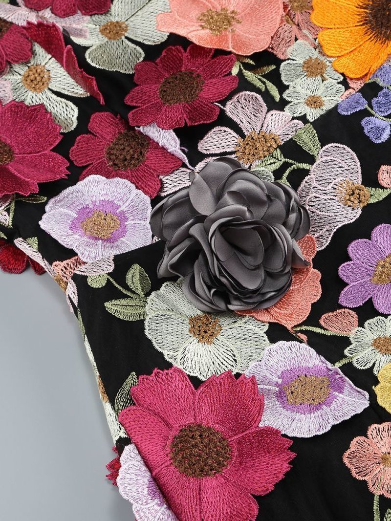 Strapless Floral Embroidered Mini Dress H6396