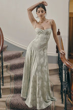 Strapless Floral Embroidered Satin Gown H6293