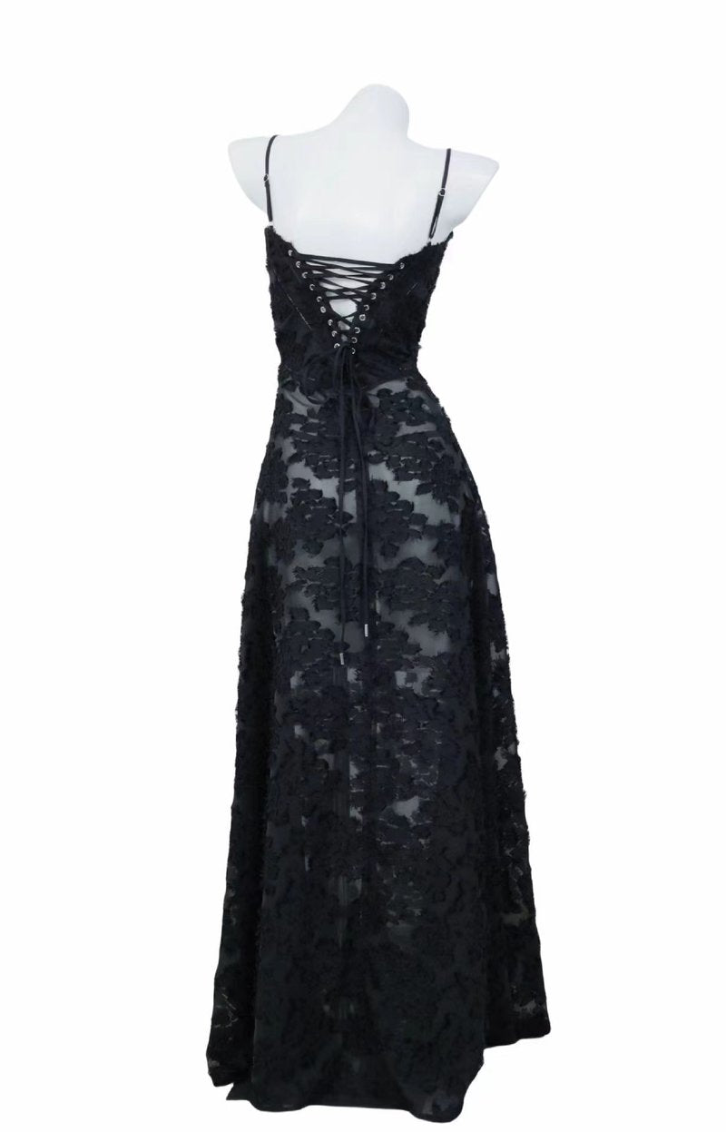 Strapless Floral Embroidered Satin Gown H6293