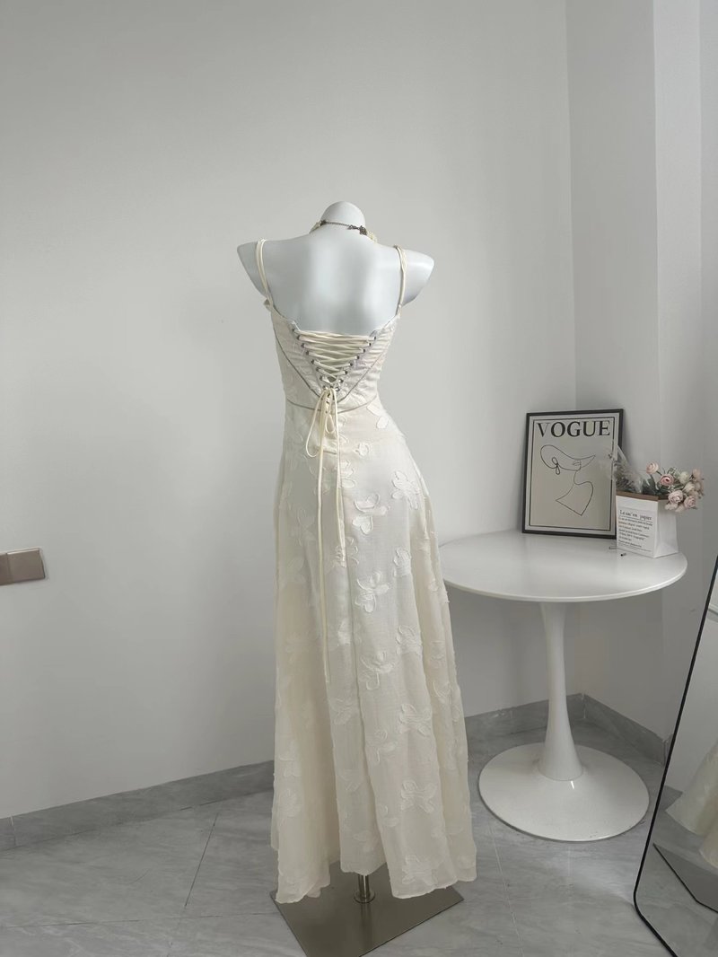 Strapless Floral Embroidered Satin Gown H6293