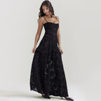 Strapless Floral Embroidered Satin Gown H6293
