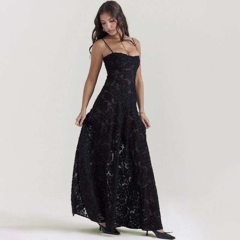 Strapless Floral Embroidered Satin Gown H6293