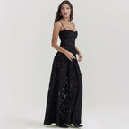 Strapless Floral Embroidered Satin Gown H6293