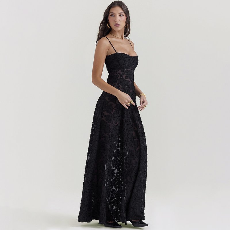 Strapless Floral Embroidered Satin Gown H6293