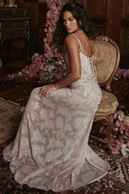 Strapless Floral Embroidered Satin Gown H6293