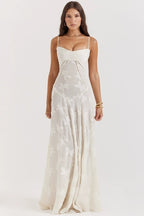 Strapless Floral Embroidered Satin Gown H6293