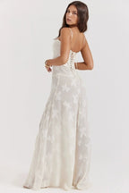 Strapless Floral Embroidered Satin Gown H6293