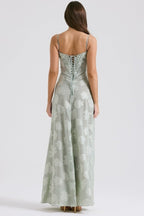 Strapless Floral Embroidered Satin Gown H6293