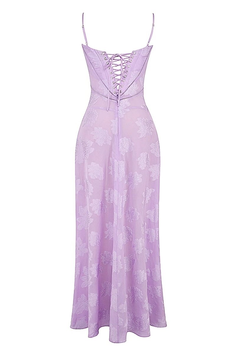 Strapless Floral Embroidered Satin Gown H6293