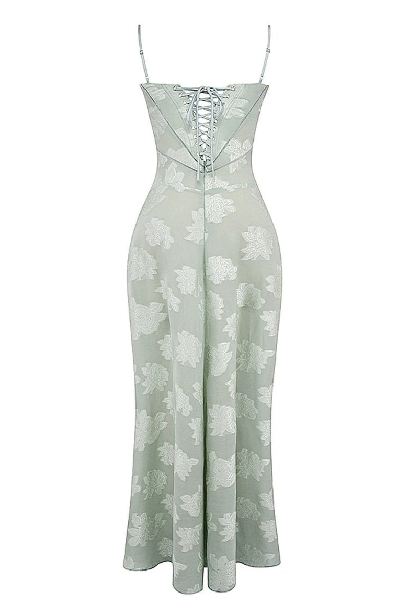 Strapless Floral Embroidered Satin Gown H6293