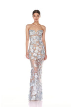Strapless Floral Embroidered Sheer Gown H6621