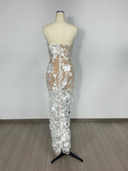 Strapless Floral Embroidered Sheer Gown H6621