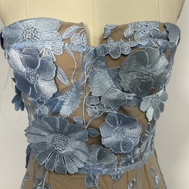 Strapless Floral Embroidered Sheer Gown H6621