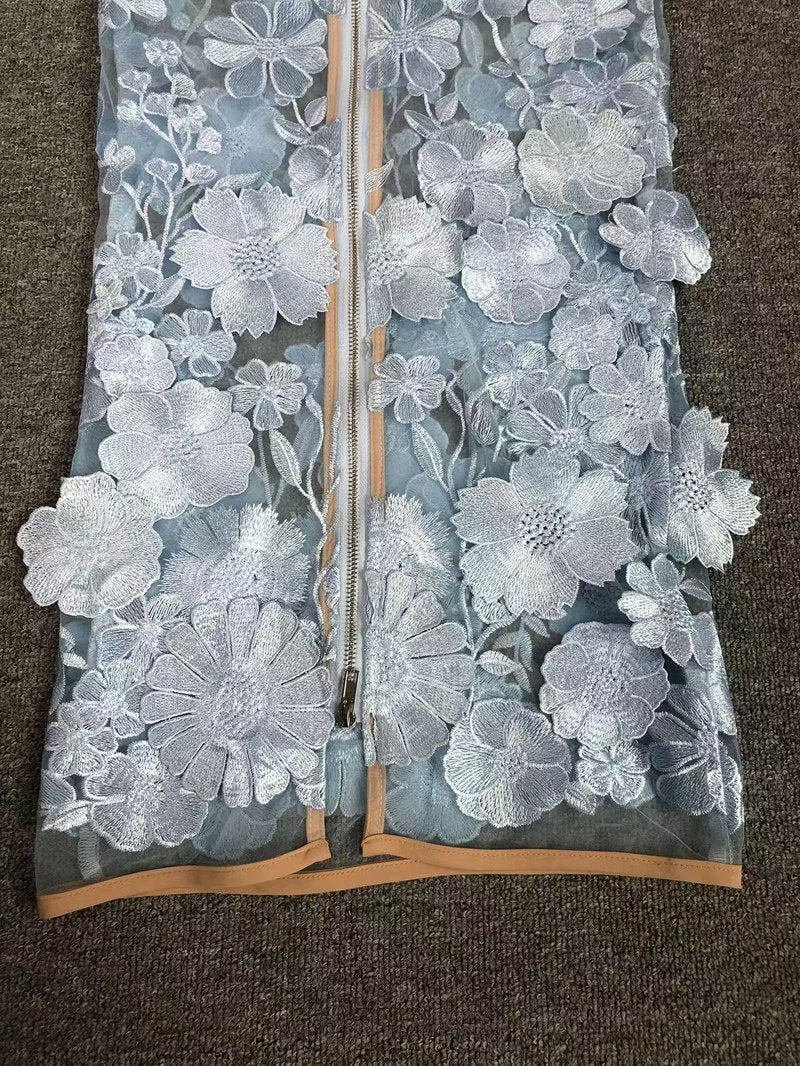Strapless Floral Embroidered Sheer Gown H6621