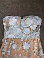 Strapless Floral Embroidered Sheer Gown H6621