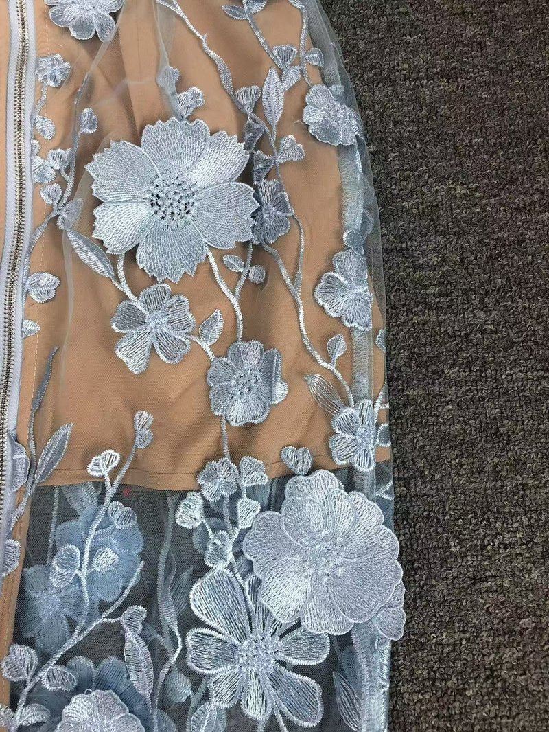 Strapless Floral Embroidered Sheer Gown H6621