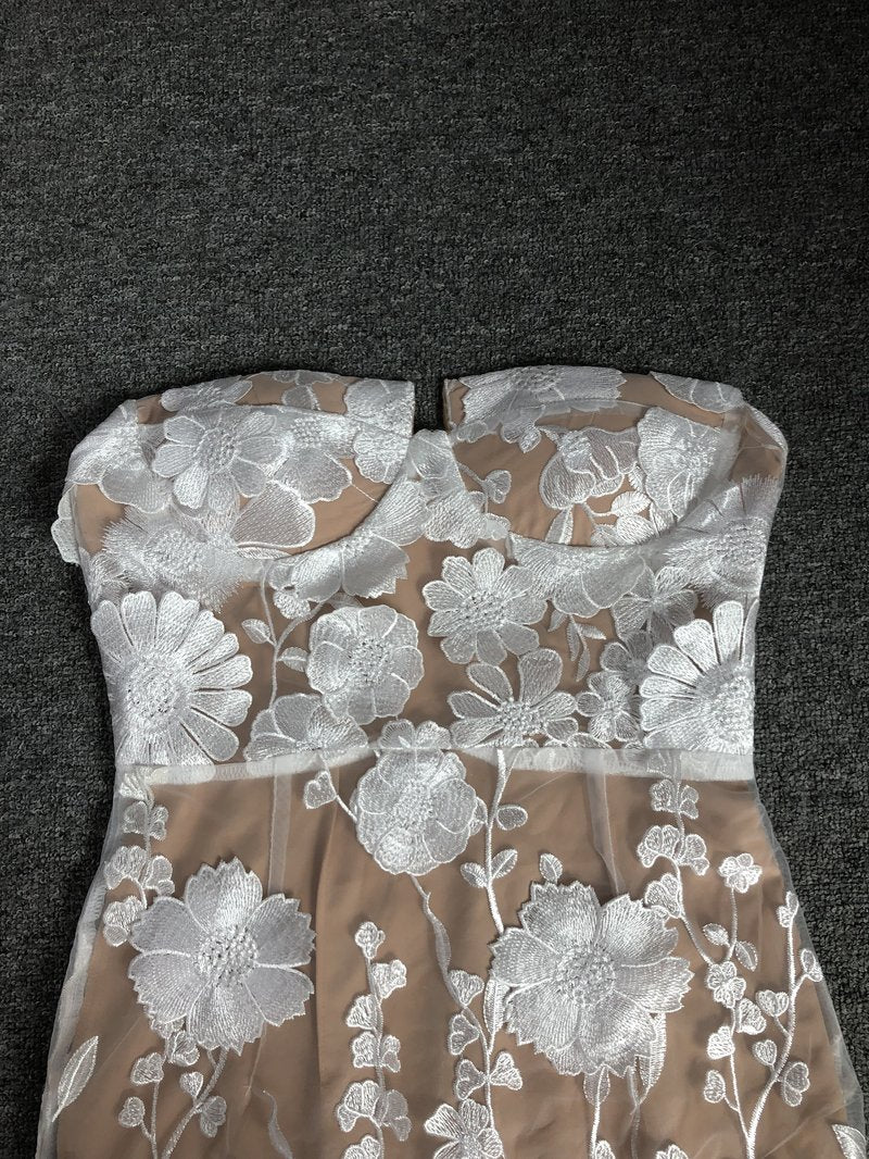 Strapless Floral Embroidered Sheer Gown H6621