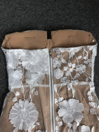 Strapless Floral Embroidered Sheer Gown H6621