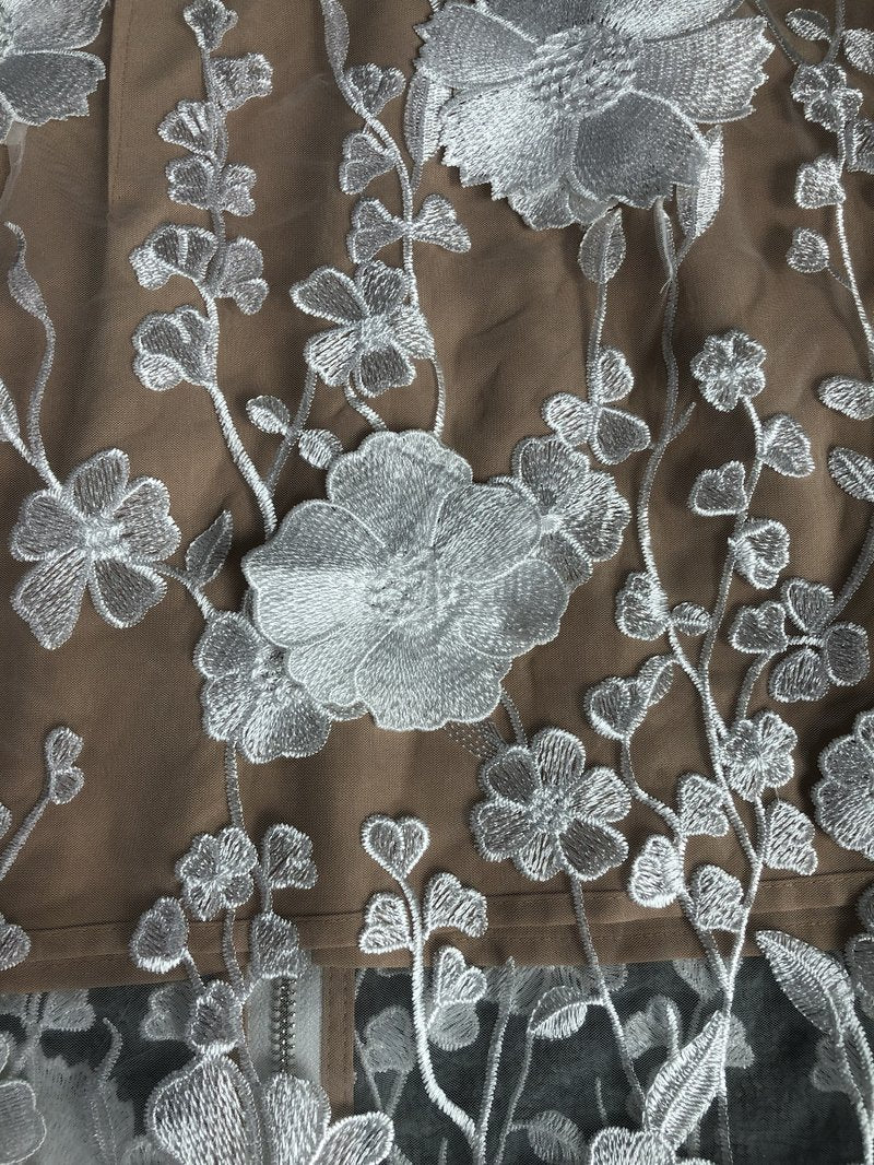 Strapless Floral Embroidered Sheer Gown H6621