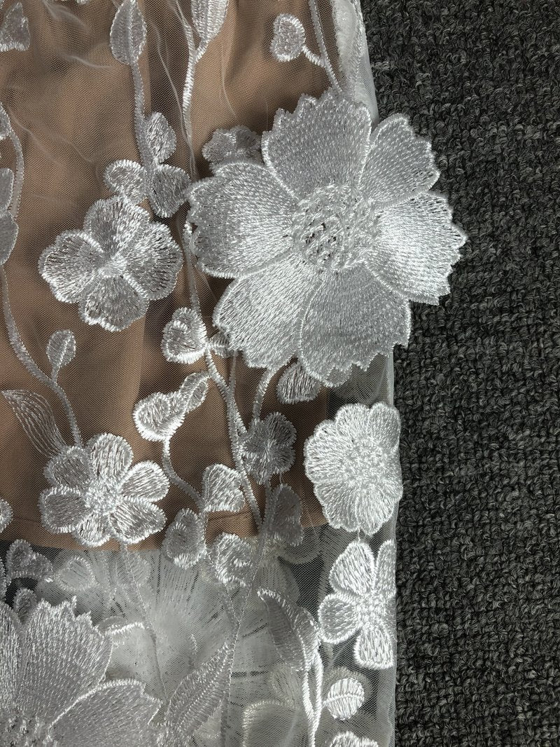 Strapless Floral Embroidered Sheer Gown H6621