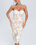 Strapless Floral Lace Midi Dress H6398