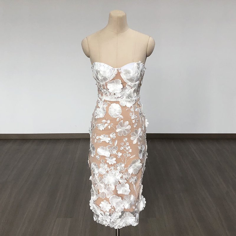 Strapless Floral Lace Midi Dress H6398