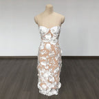 Strapless Floral Lace Midi Dress H6398