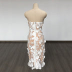 Strapless Floral Lace Midi Dress H6398
