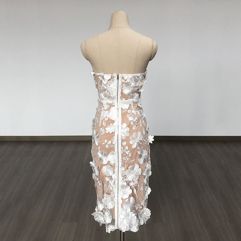 Strapless Floral Lace Midi Dress H6398