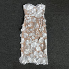 Strapless Floral Lace Midi Dress H6398