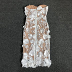 Strapless Floral Lace Midi Dress H6398