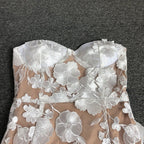 Strapless Floral Lace Midi Dress H6398