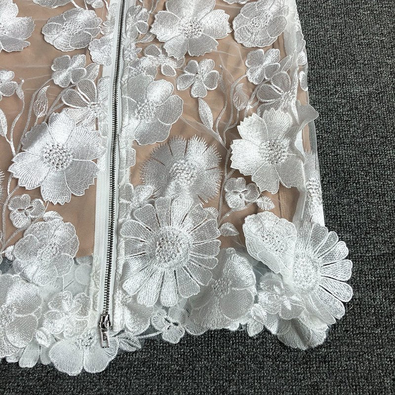 Strapless Floral Lace Midi Dress H6398