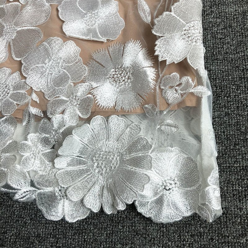 Strapless Floral Lace Midi Dress H6398
