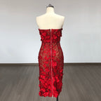 Strapless Floral Lace Midi Dress H6398