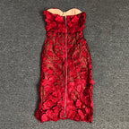 Strapless Floral Lace Midi Dress H6398