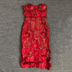 Strapless Floral Lace Midi Dress H6398