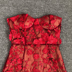 Strapless Floral Lace Midi Dress H6398