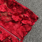Strapless Floral Lace Midi Dress H6398
