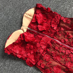 Strapless Floral Lace Midi Dress H6398