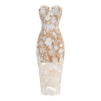 Strapless Floral Lace Midi Dress H6659