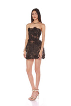 Strapless Floral Lace Mini Dress H6896