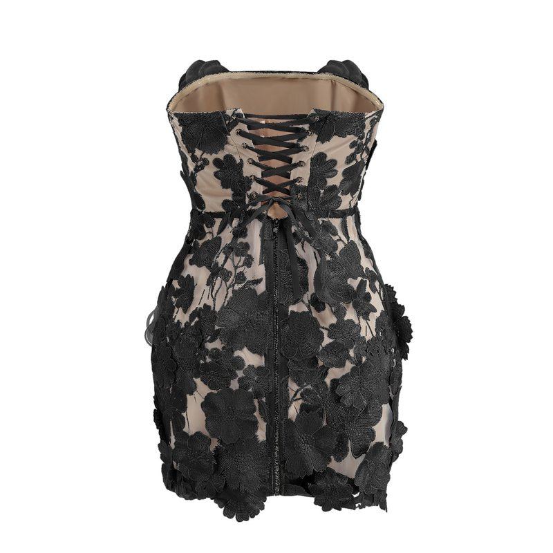 Strapless Floral Lace Mini Dress H6896