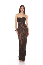 Strapless Floral Lace Sheer Maxi Dress H6658