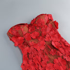 Strapless Floral Lace Sheer Maxi Dress H6658