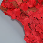 Strapless Floral Lace Sheer Maxi Dress H6658