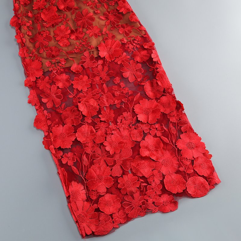 Strapless Floral Lace Sheer Maxi Dress H6658